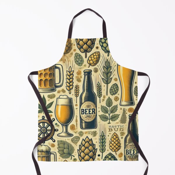 Item preview, Vintage Beer & Hops Pattern - Retro Bottles, Glasses & Barley designed and sold by Designeerguy.