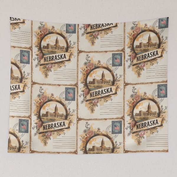 Item preview, Nebraska USA Vintage Travel Retro Postcard Design designed and sold by TravelPostcardGems.