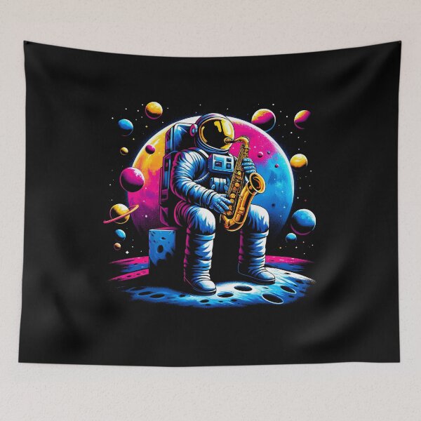 Item preview, Astronaut Playing Saxophone in Space Saxophone Player Saxophonist designed and sold by Kimberley King Art  King Art.