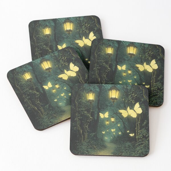 Item preview, Luminous Forest Path - Lanterns and Golden Butterflies designed and sold by Creet-Design.