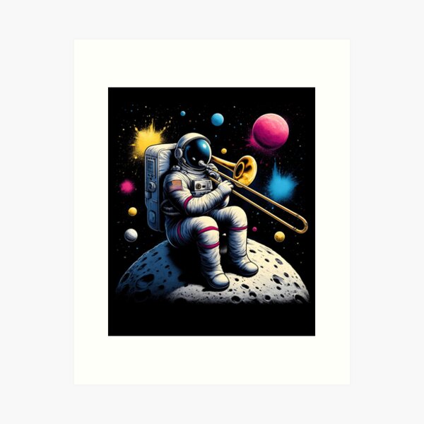 Item preview, Astronaut Playing Trombone in Space Trombone Player Trombonist designed and sold by Kimberley King Art  King Art.