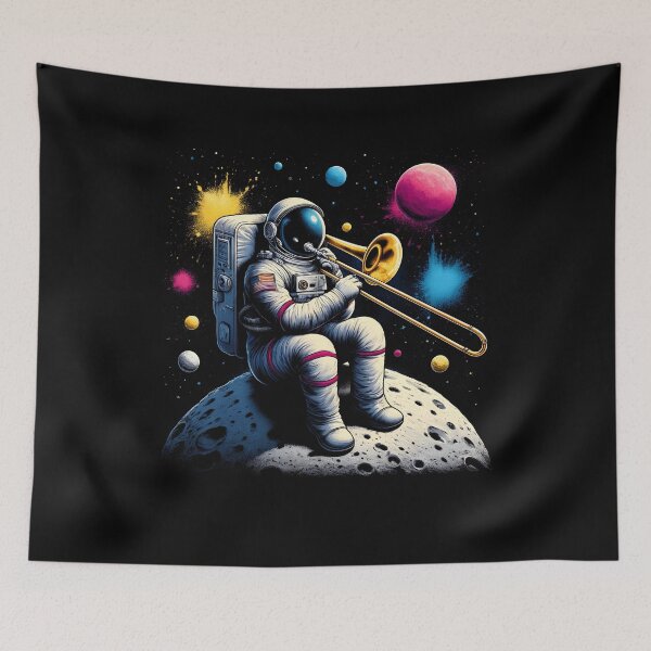 Item preview, Astronaut Playing Trombone in Space Trombone Player Trombonist designed and sold by Kimberley King Art  King Art.