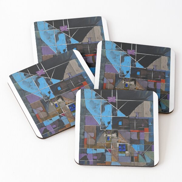 Item preview, Abstract Geometric Stained Glass Art - Modern Cubist House with Butterfly designed and sold by IINSPIRA.
