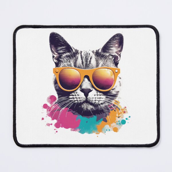 Item preview, Cool cat, orange shades, colorful splash. designed and sold by Koony House and Field.