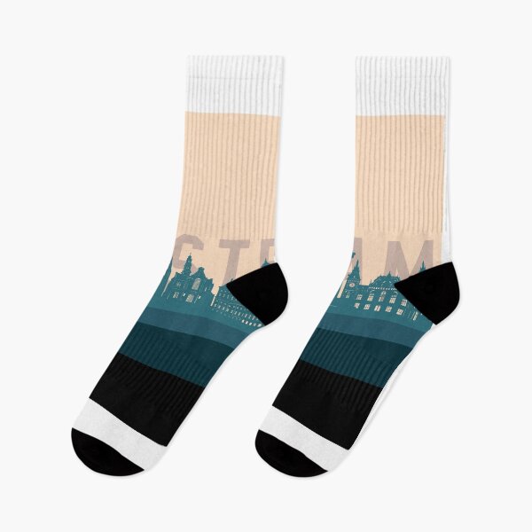 Item preview, amsterdam skyline retro beige green designed and sold by BekimART2.