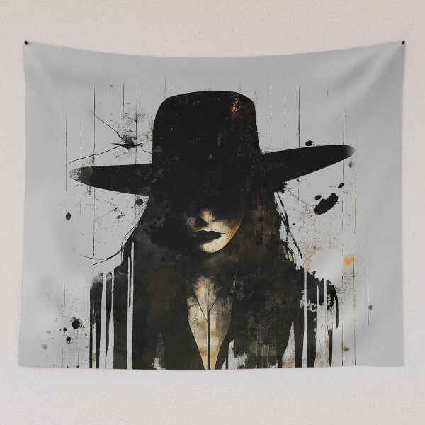 Item preview, Mystery Girl. Shadow, intrigue grunge splatter design.  designed and sold by Shoot-The-Moon.