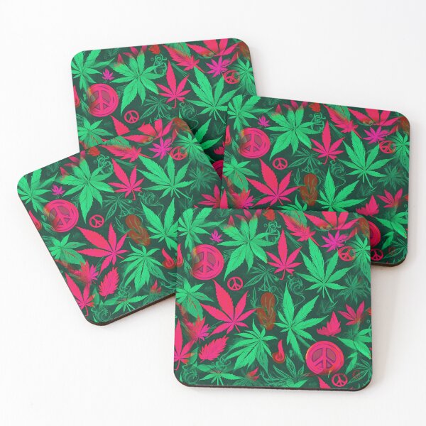 Item preview, Cannabis Peace Pattern Neon Green Leaf Vibes designed and sold by MindWave THC.