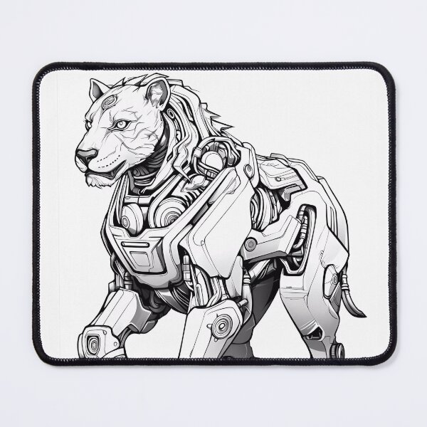 Item preview, Robot Tiger Coloring Page Pattern  designed and sold by DavidColoring.