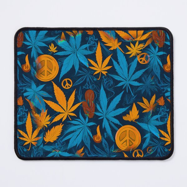 Item preview, Cannabis Peace Pattern Blue Orange Leaf Vibes designed and sold by MindWave THC.