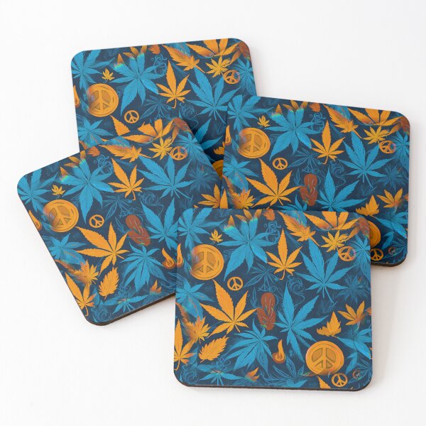 Item preview, Cannabis Peace Pattern Blue Orange Leaf Vibes designed and sold by MindWave THC.