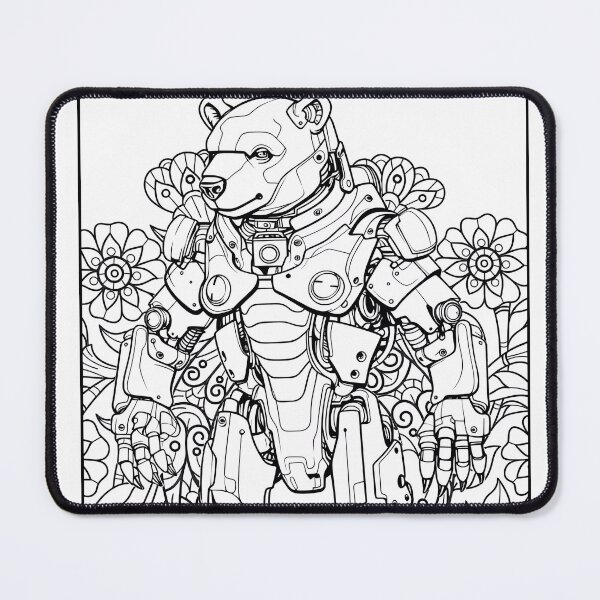 Item preview, Robot Bear Coloring Page Pattern  designed and sold by DavidColoring.