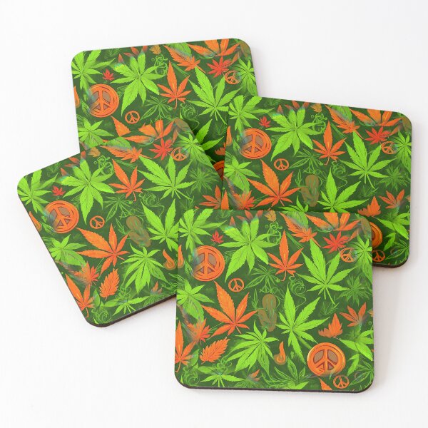 Item preview, Cannabis Peace Pattern Orange Yellow Leaf Vibes designed and sold by MindWave THC.