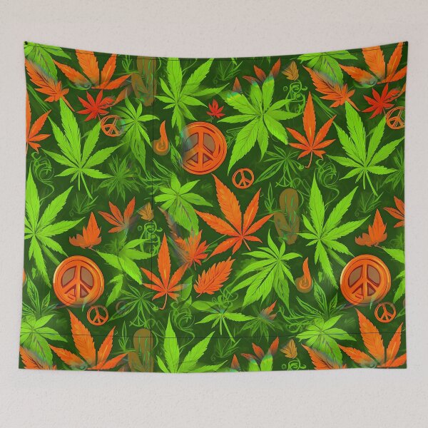 Item preview, Cannabis Peace Pattern Orange Yellow Leaf Vibes designed and sold by MindWave THC.