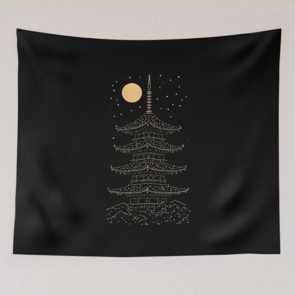 Item preview, Japanese Pagoda Under the Moonlight designed and sold by Nihonify.