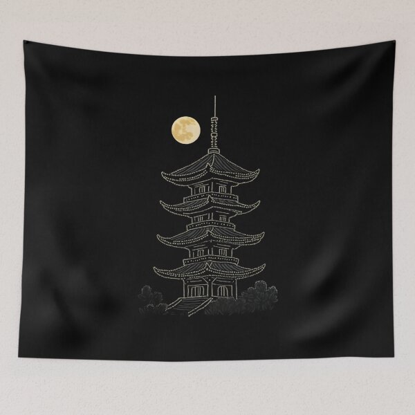 Item preview, Japanese Pagoda Under the Moonlight designed and sold by Nihonify.