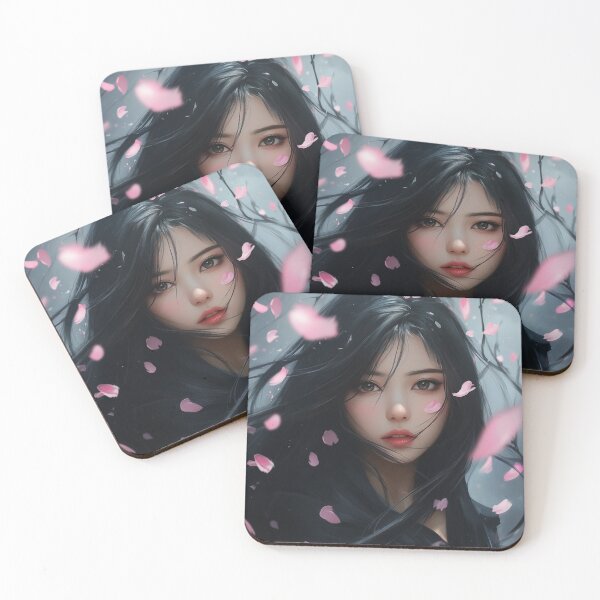 Item preview, korean woman with pretty makeup with flower designed and sold by Marie Colençon.