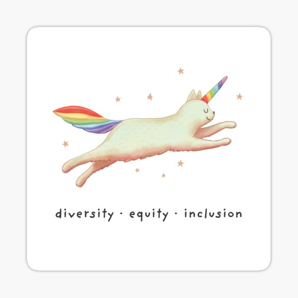 Diversity Equity Inclusion with Unicorn Cat Sticker