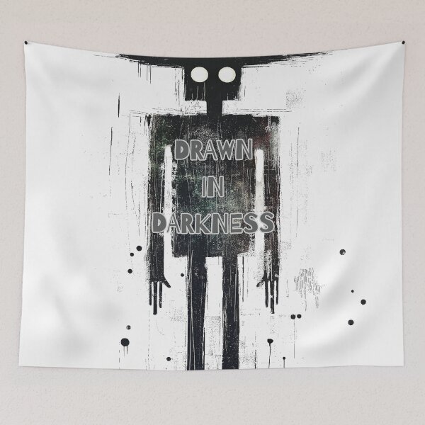 Item preview, Drawn In Darkness. Grunge splatter character. Text Version. designed and sold by Shoot-The-Moon.