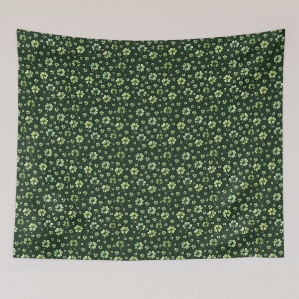 Item preview, St Patricks Day Shamrocks - Dark Green Background designed and sold by mooncatcrystals.