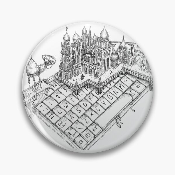 Item preview, QWERTY City Keyboard Pen & Ink Black and White drawing designed and sold by EdwardGeorgeArt.