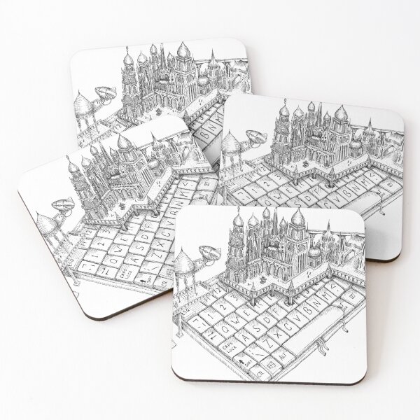 Item preview, QWERTY City Keyboard Pen & Ink Black and White drawing designed and sold by EdwardGeorgeArt.