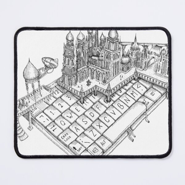 Item preview, QWERTY City Keyboard Pen & Ink Black and White drawing designed and sold by EdwardGeorgeArt.