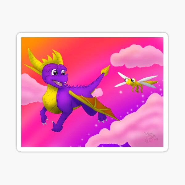 Vista previa del artículo con la obra «Spyro y Sparx», diseñado y vendido por riverbelleart.