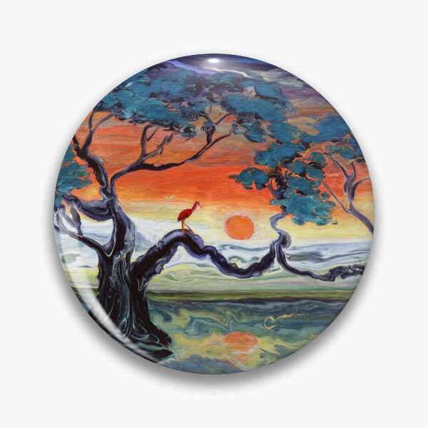 Item preview, Scarlet Ibis in Dancing Mangrove Trees designed and sold by BreezyZen.