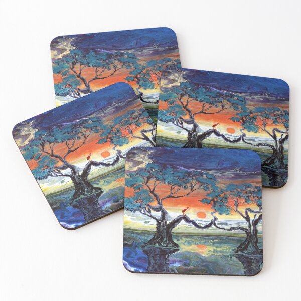 Item preview, Scarlet Ibis in Dancing Mangrove Trees designed and sold by BreezyZen.