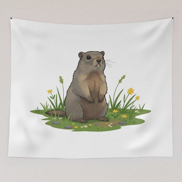 Item preview, Curious Marmot Standing in a Lush Green Meadow designed and sold by Keith Fraley.