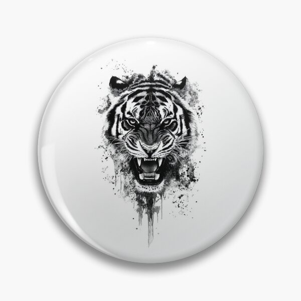 Item preview, "Fierce Tiger - Watercolour Splash Art in Black & White" designed and sold by Ice Diamond Designs.