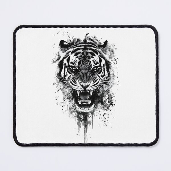 Item preview, "Fierce Tiger - Watercolour Splash Art in Black & White" designed and sold by Ice Diamond Designs.