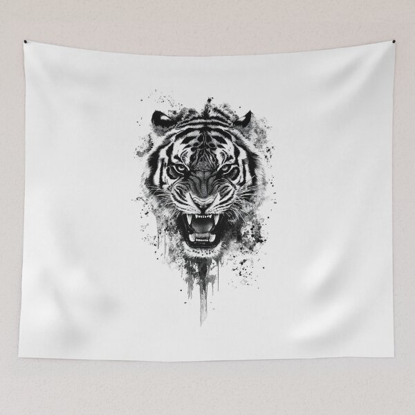Item preview, "Fierce Tiger - Watercolour Splash Art in Black & White" designed and sold by Ice Diamond Designs.
