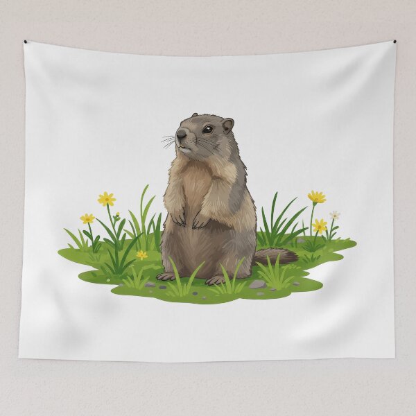 Item preview, Curious Marmot Standing in a Lush Green Meadow designed and sold by Keith Fraley.