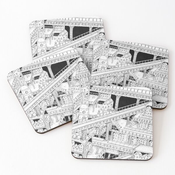 Item preview, Fantasy city scape, in pen and ink designed and sold by EdwardGeorgeArt.