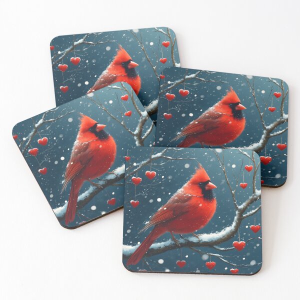 Item preview, Cardinal with hearts designed and sold by Myfeathers.