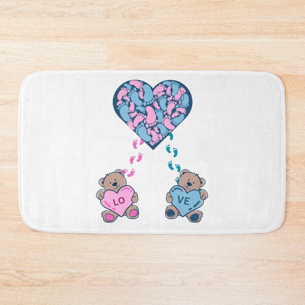Item preview, Baby twins LOVE pink and blue with teddy bears and tiny footprints designed and sold by DeeDeeDelights.