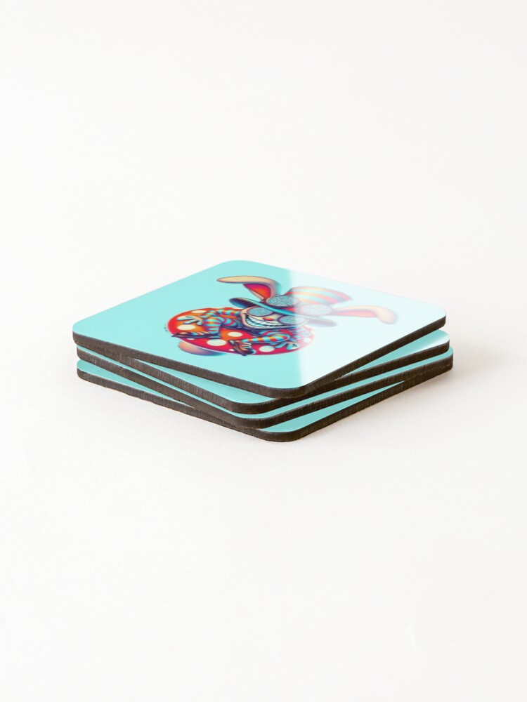 Thumbnail 4 of 5, Coasters (Set of 4), Psychedelic Rabbit designed and sold by Shs-Kenya.