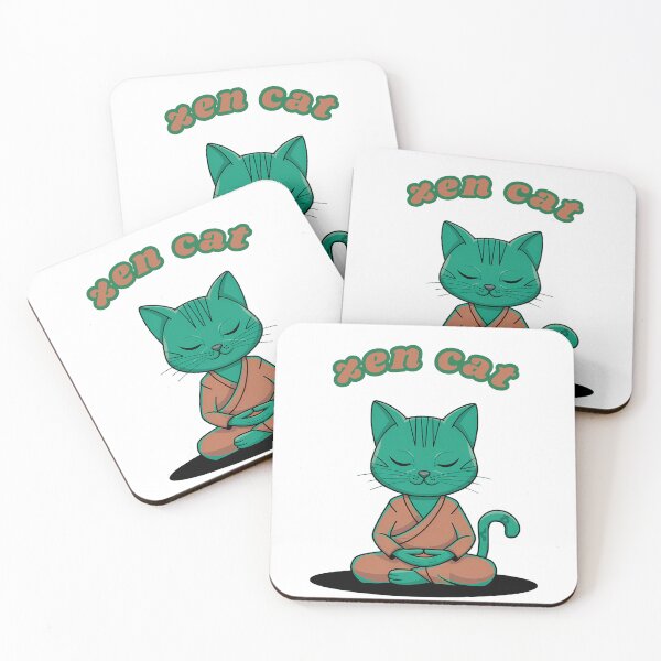 Item preview, Zen Green Cat – Peace, Meditation and Harmony designed and sold by Vivid Art Zone.