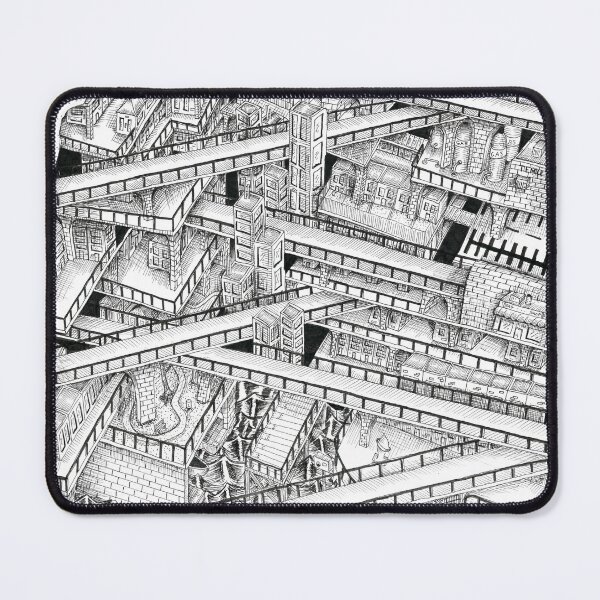 Item preview, layered, city dreamscape in pen and ink  designed and sold by EdwardGeorgeArt.