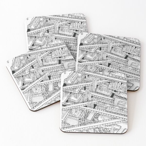 Item preview, layered, city dreamscape in pen and ink  designed and sold by EdwardGeorgeArt.