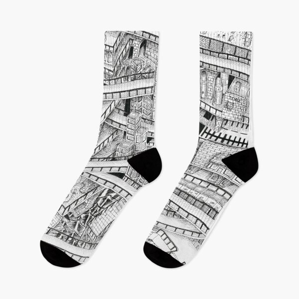 Item preview, layered, city dreamscape in pen and ink  designed and sold by EdwardGeorgeArt.
