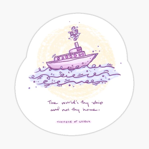 Vista previa del artículo con la obra «Santa Teresa de Lisieux: El mundo es tu barco y no tu hogar», diseñado y vendido por dimsdoodles.