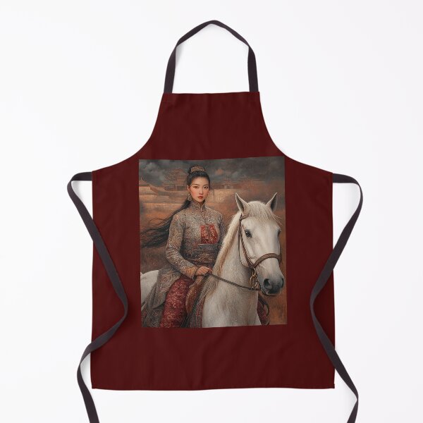 Item preview, Mongolian Warrior Princess on White Horse designed and sold by ArtVibeCo.