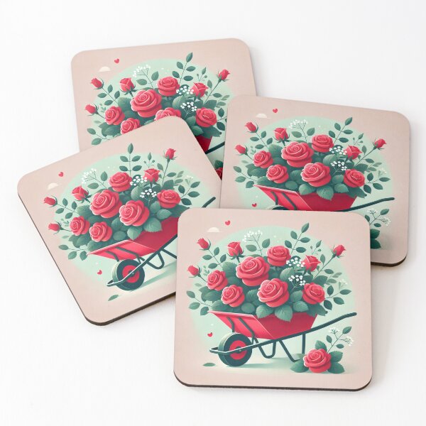 Item preview, Romantic Valentine's Day Wheelbarrow with Red Roses designed and sold by Thanabordee.