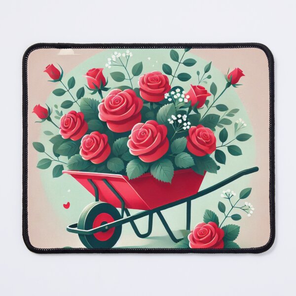 Item preview, Romantic Valentine's Day Wheelbarrow with Red Roses designed and sold by Thanabordee.