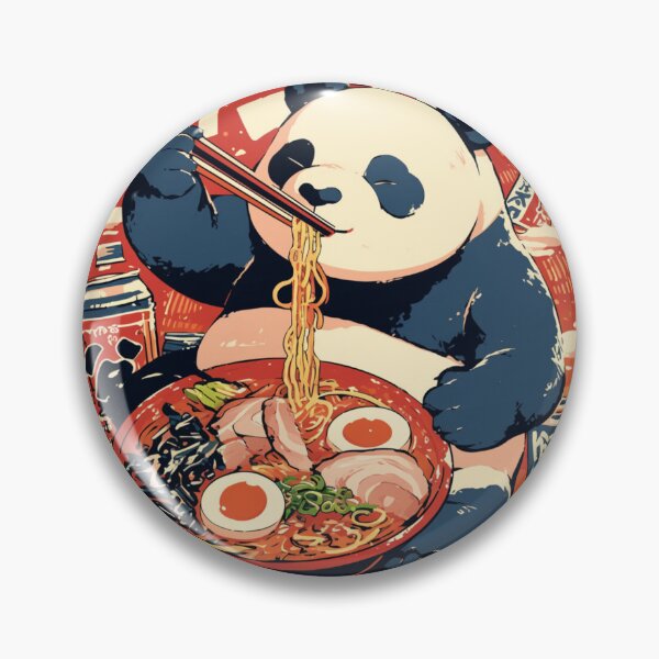 Item preview, Funny Panda eating bowl of spicy beef ramen noodles designed and sold by Nightarcade.