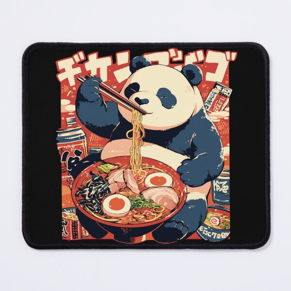 Item preview, Funny Panda eating bowl of spicy beef ramen noodles designed and sold by Nightarcade.