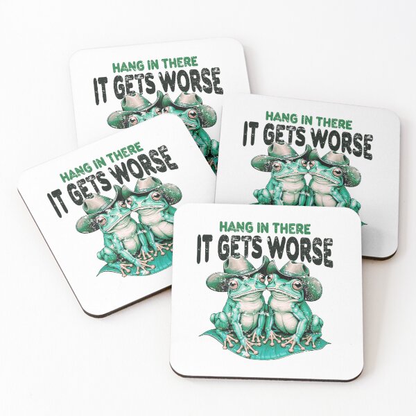 Item preview, Hang In There It Gets Worse Funny quote design Humorous retro Funn Western frog graphic Mental health quote designed and sold by MotivaChic.