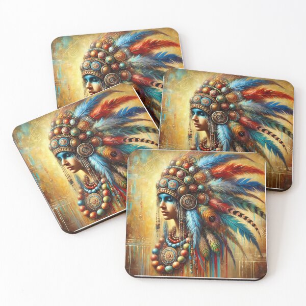 Item preview, Vibrant Feathered Headdress Art designed and sold by inkNext.